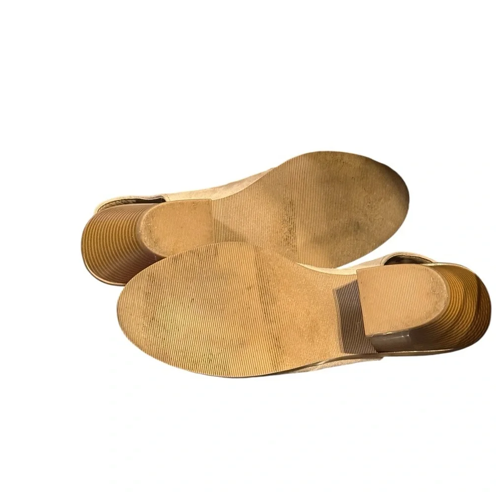 Jorē Beige Suede Block Heel Slingback Sandals Size 7